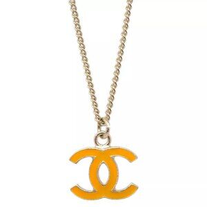 Chanel Gold Orange CC Pendant Necklace